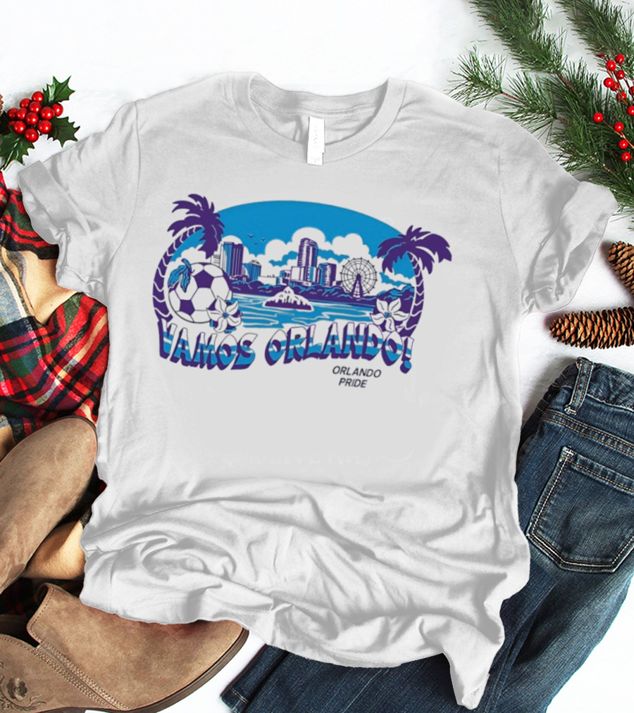 Vamos Orlando Orlando Pride Skyline Soccer Tropical Cityscape T-Shirt