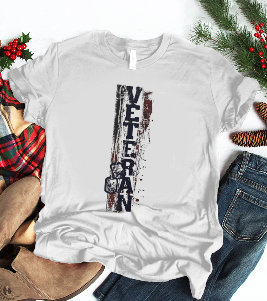 Veteran Dog Tags Distressed American Flag Honor T-Shirt