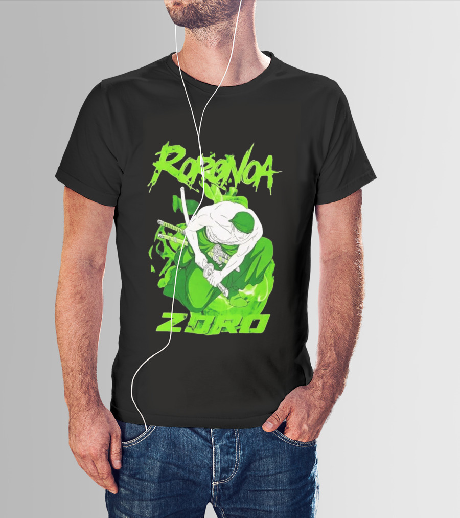 Roronoa Zoro Sword Fighter Anime Drawing T-Shirt