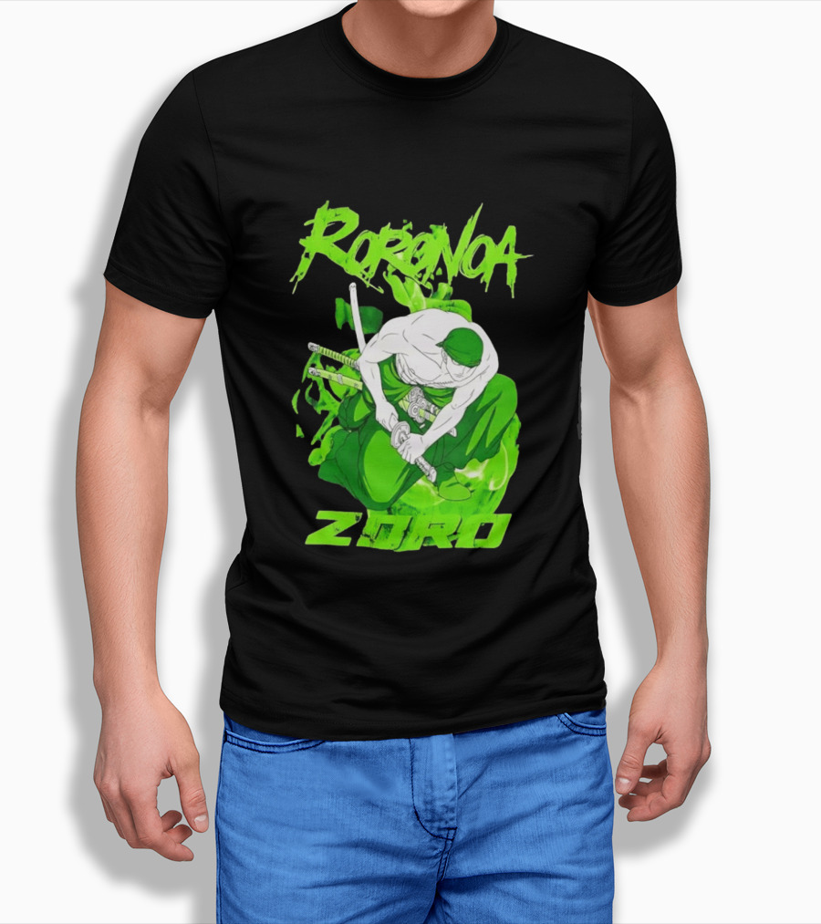 Roronoa Zoro Sword Fighter Anime Drawing T-Shirt