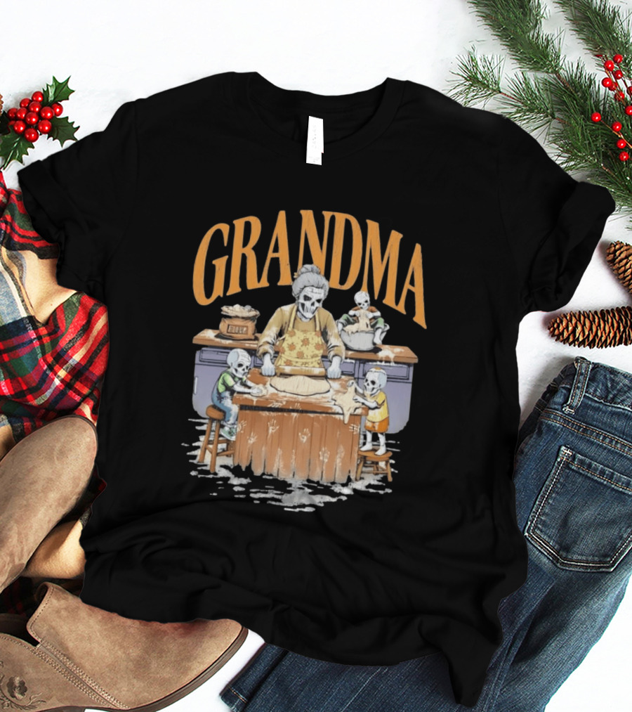 Grandma Baking Fun Skeleton Kitchen Flour Playtime T-Shirt