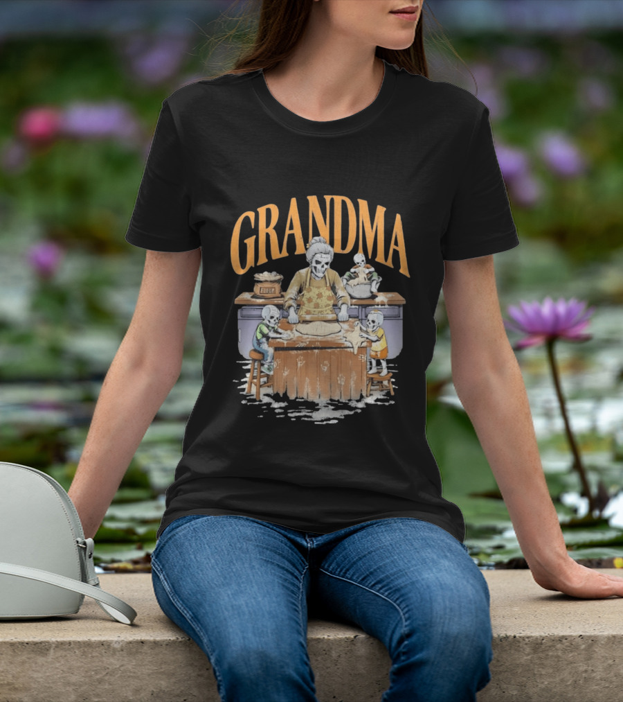 Grandma Baking Fun Skeleton Kitchen Flour Playtime T-Shirt