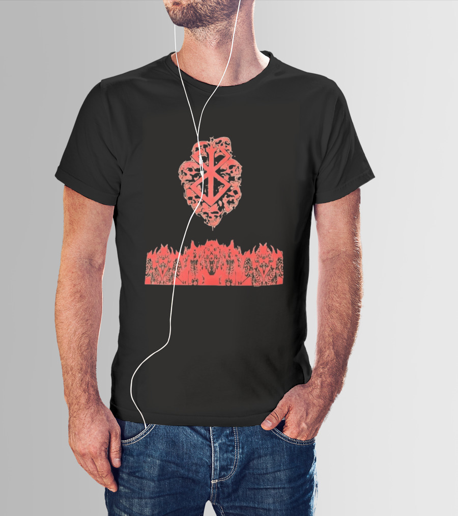 Berserk Sacrifice Skulls Skeletons Symbolic Red T-Shirt