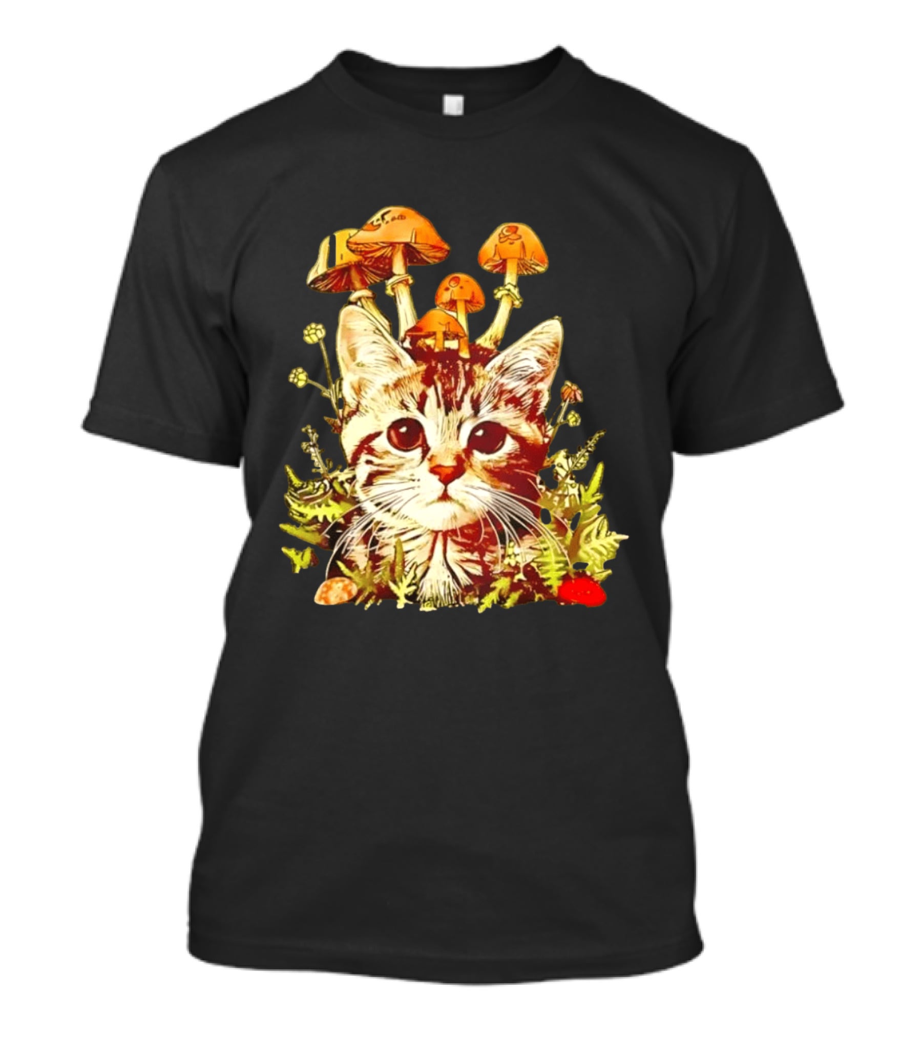 Blooming At My Own Pace Cat With Mushrooms T-Shirt