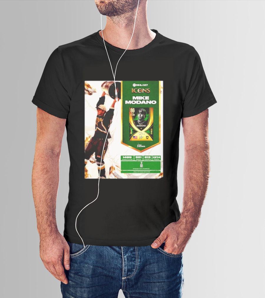 NHL 27 Icons Mike Modano Dallas Stars Player Stats And Achievements T-Shirt