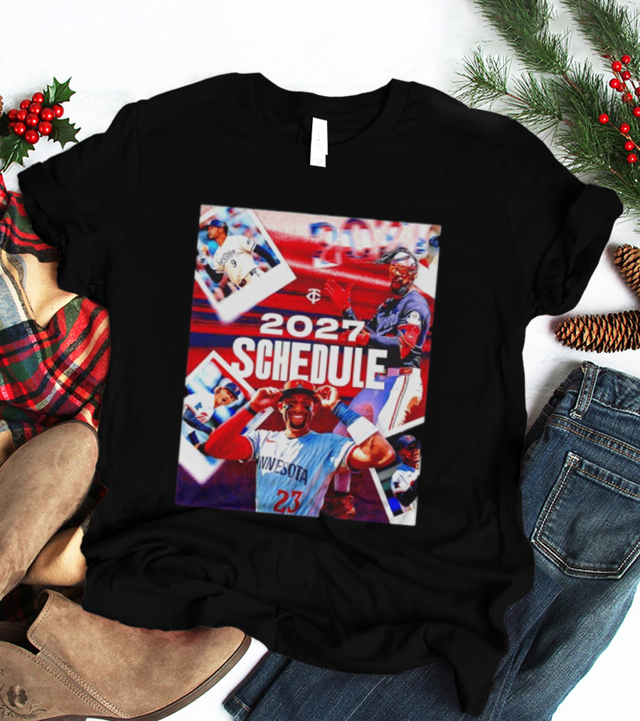 Minnesota Twins 2027 Schedule Collage With Players And Photos T-Shirt
