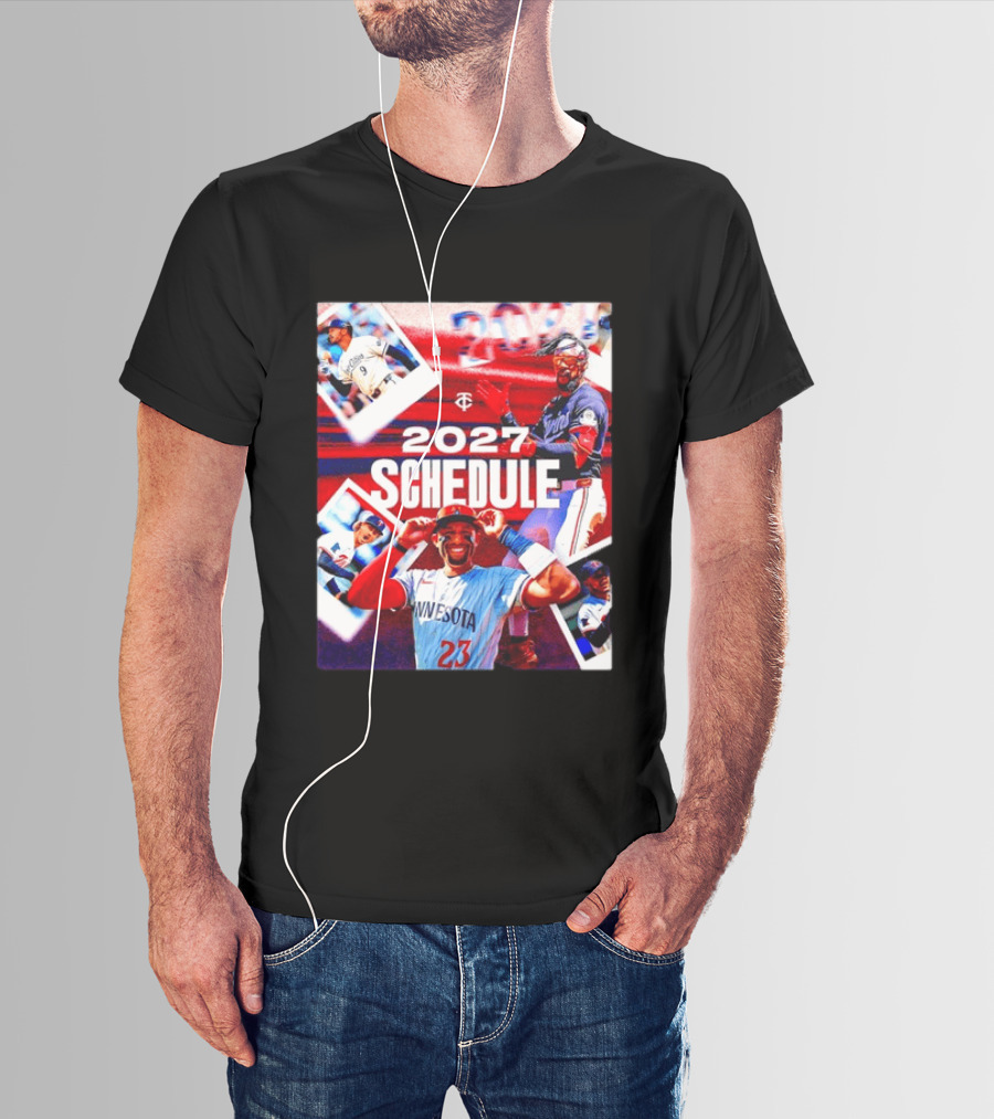 Minnesota Twins 2027 Schedule Collage With Players And Photos T-Shirt