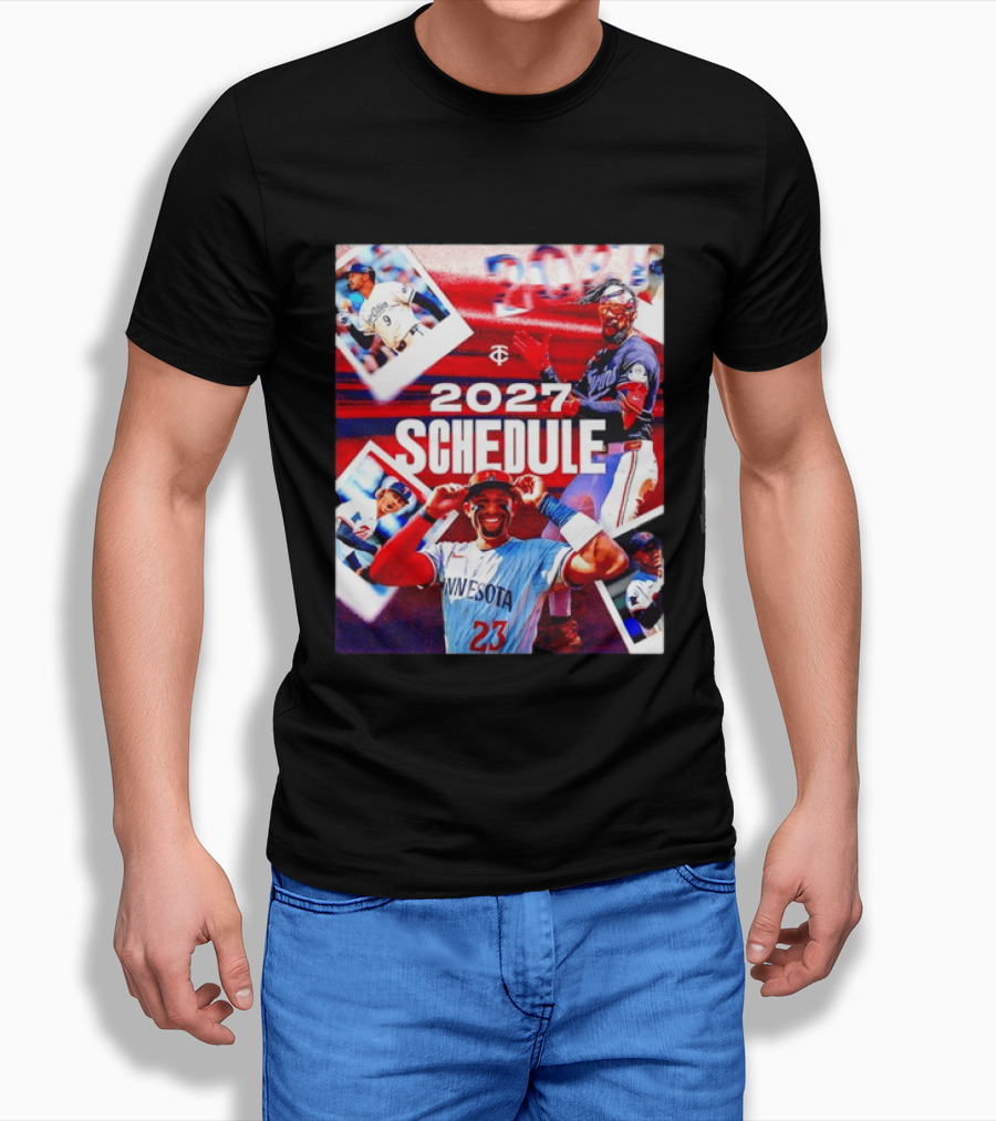 Minnesota Twins 2027 Schedule Collage With Players And Photos T-Shirt