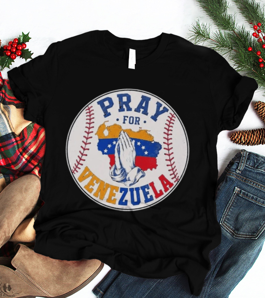 Pray For Venezuela Baseball Map Hands T-Shirt