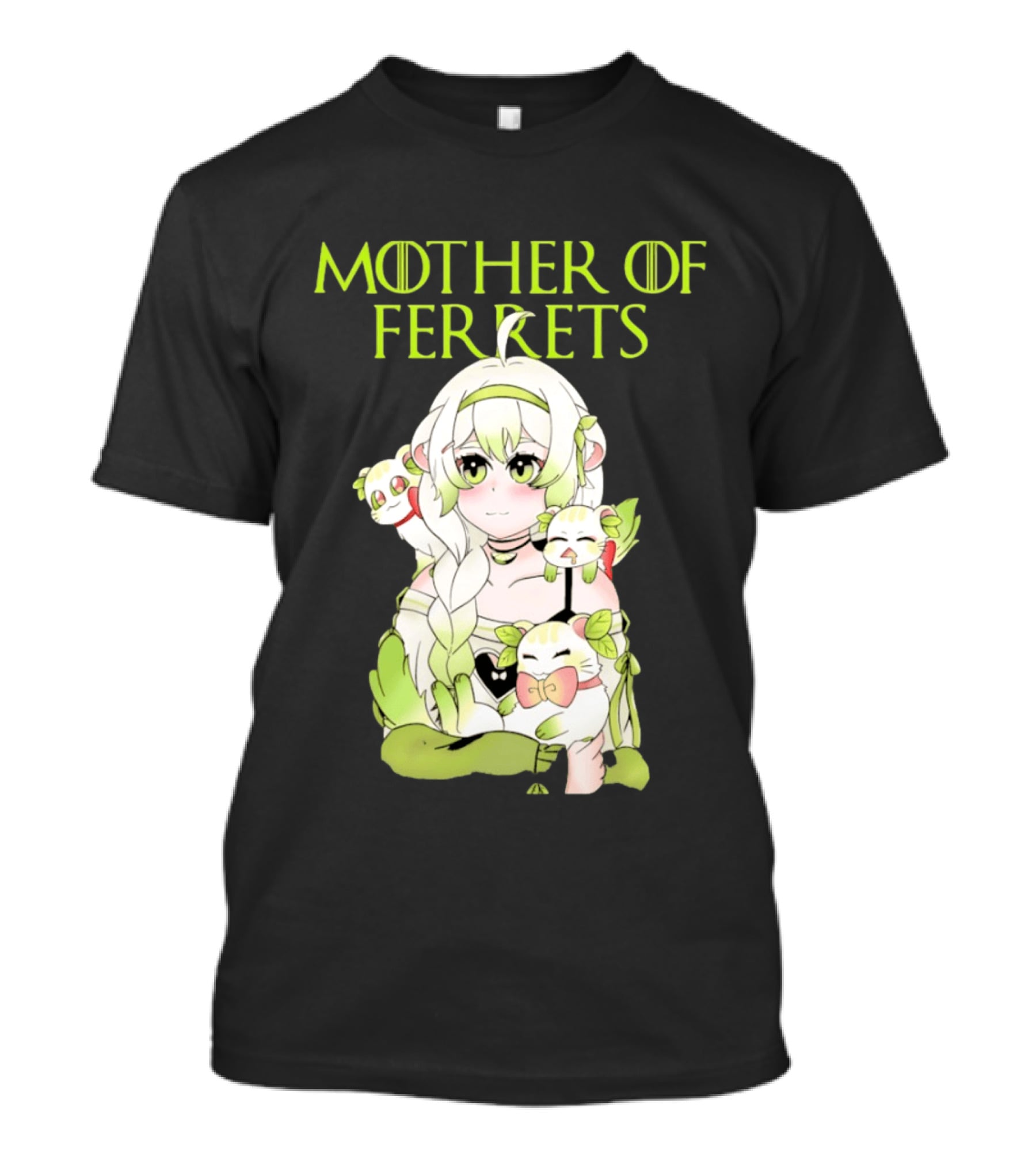 Mother Of Ferrets Anime Girl Ferret Lover Cute Kawaii T-Shirt