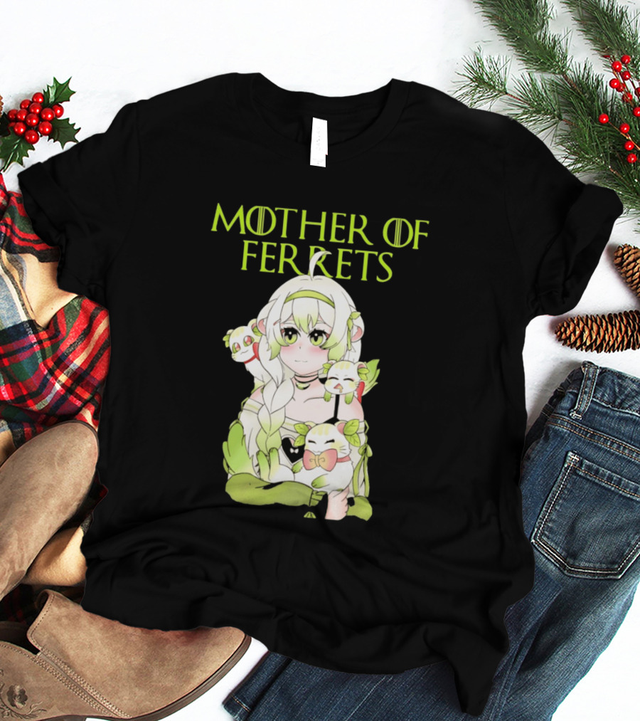 Mother Of Ferrets Anime Girl Ferret Lover Cute Kawaii T-Shirt