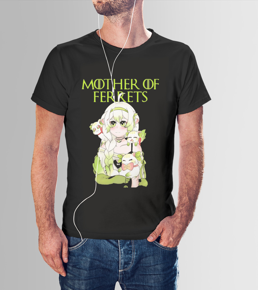 Mother Of Ferrets Anime Girl Ferret Lover Cute Kawaii T-Shirt