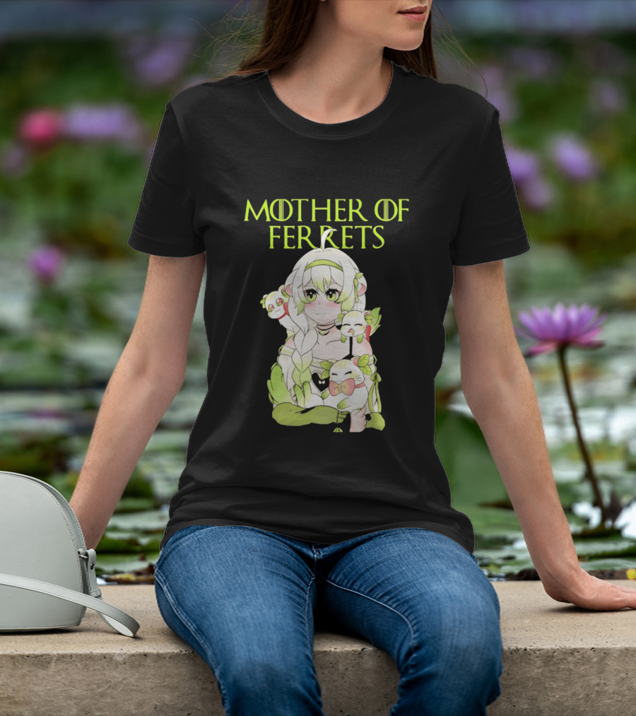 Mother Of Ferrets Anime Girl Ferret Lover Cute Kawaii T-Shirt