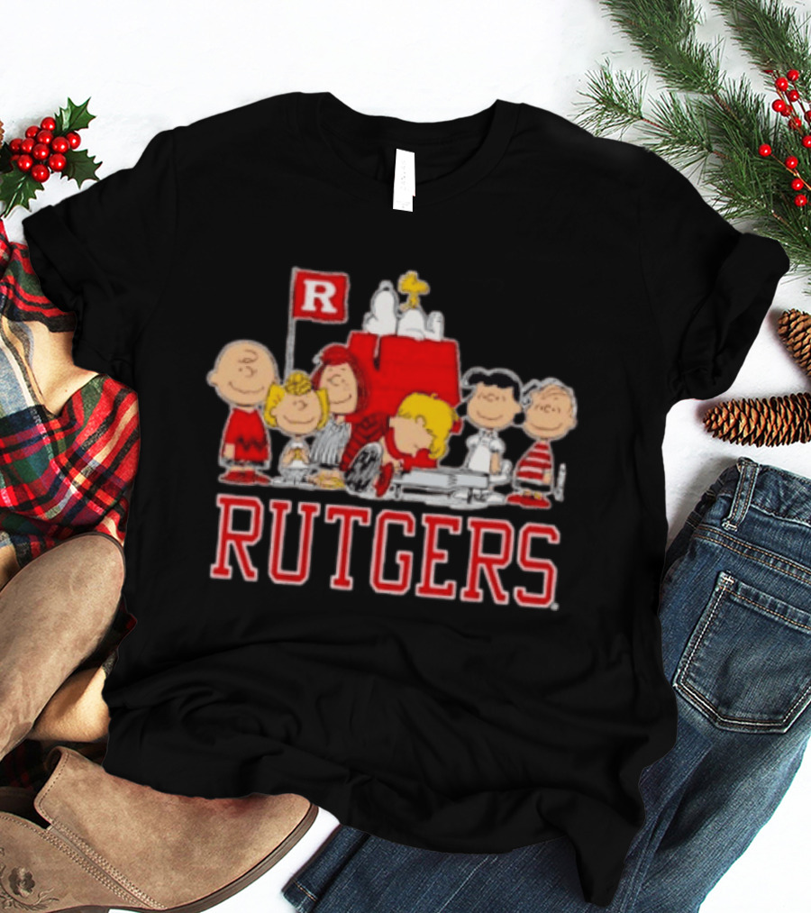 Peanuts Characters Rutgers Scarlet Knights Snoopy Woodstock Lucy Charlie Brown T-Shirt