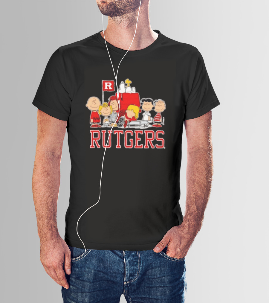 Peanuts Characters Rutgers Scarlet Knights Snoopy Woodstock Lucy Charlie Brown T-Shirt