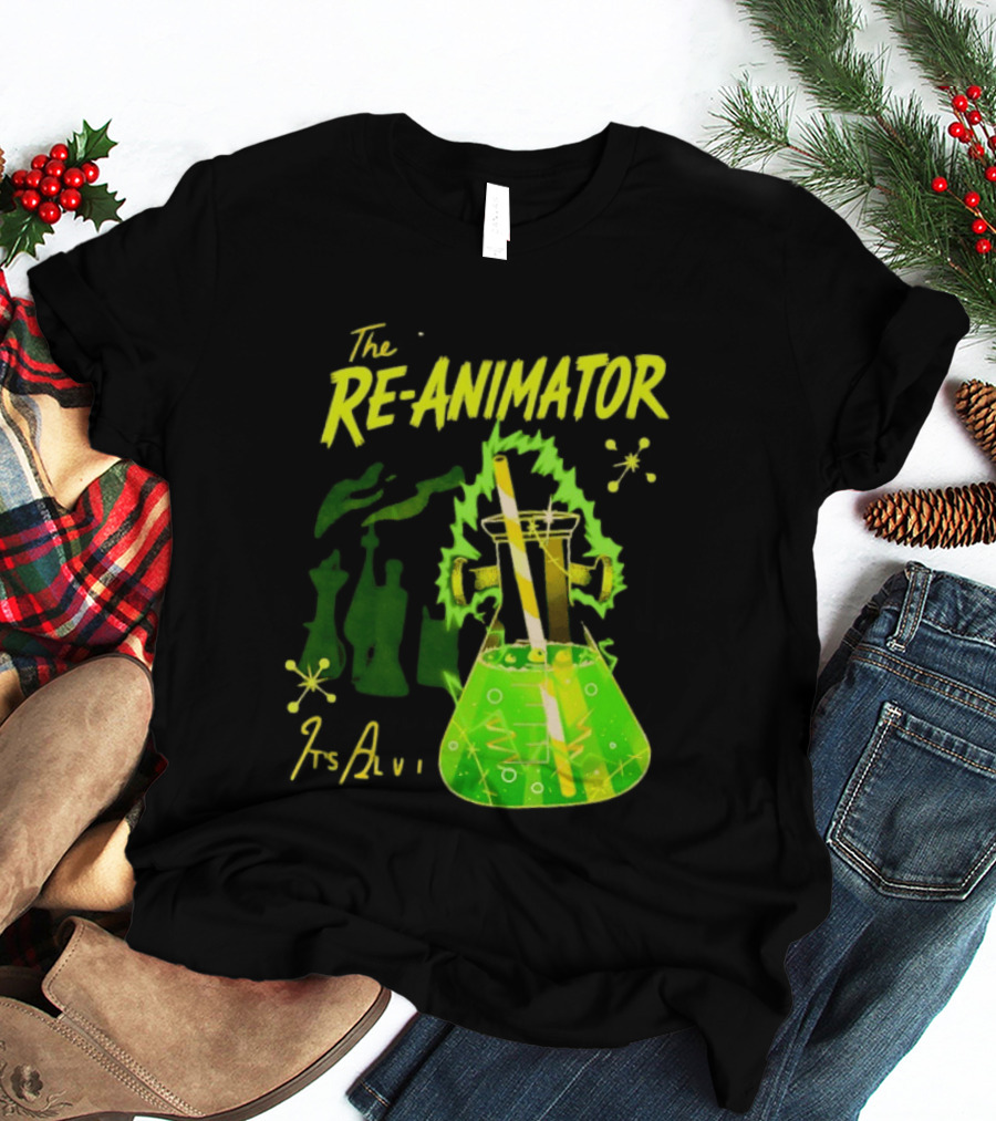 The Re Animator It's Alive Green Lab Flask Horror Film T-Shirt