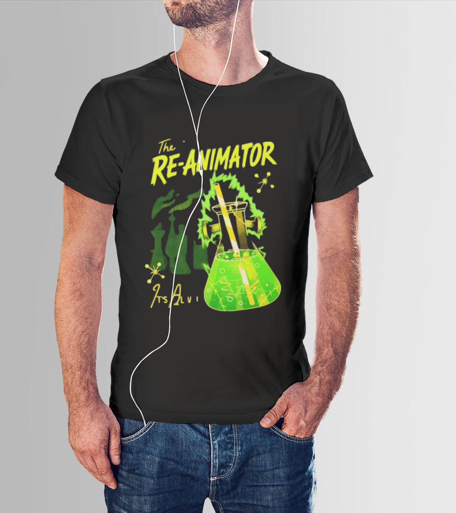 The Re Animator It's Alive Green Lab Flask Horror Film T-Shirt