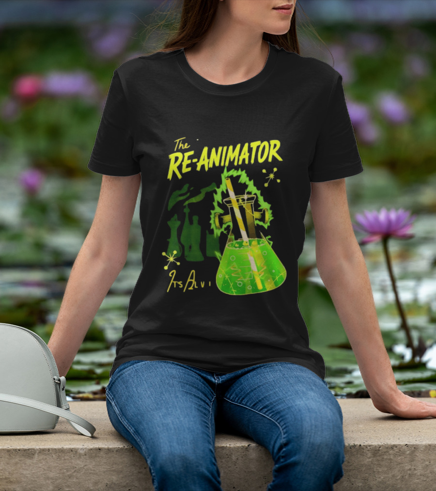 The Re Animator It's Alive Green Lab Flask Horror Film T-Shirt