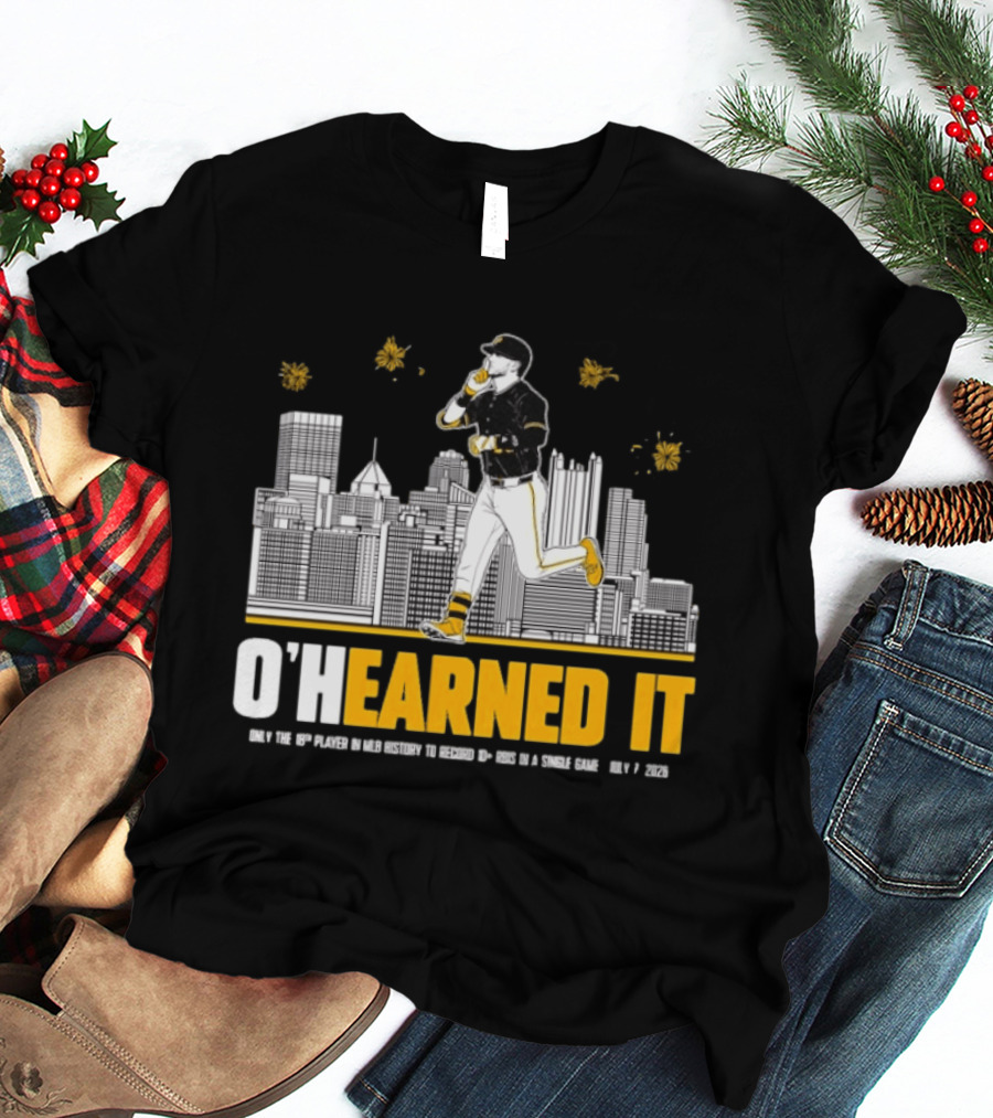 Ryan Ohearn Pittsburgh Pirates 10 RBI Game Ohearned It July 7 2026 MLB Skyline T-Shirt