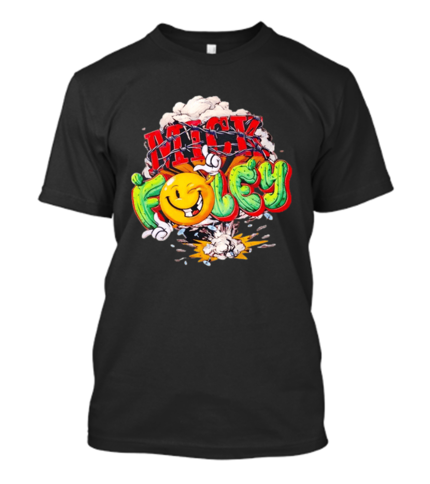 Mick Foley Cactus Smiley Face Barbed Wire Explosive Burst T-Shirt