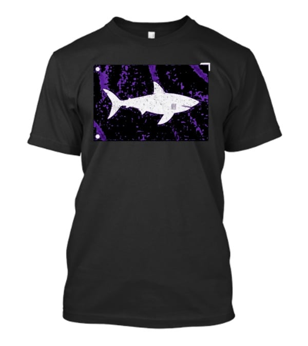 Shark Warning Flag Purple Distressed White T-Shirt