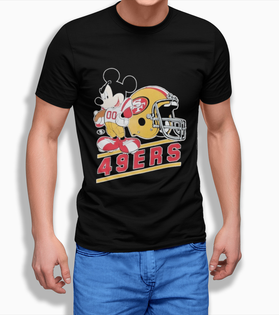 Mickey Mouse With San Francisco 49ers Helmet Football 49ers T-Shirt