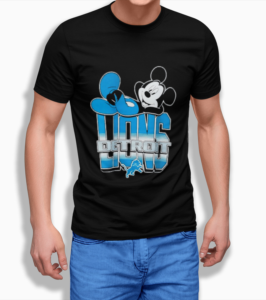 Mickey Mouse Relaxing Detroit Lions Disney Football T-Shirt