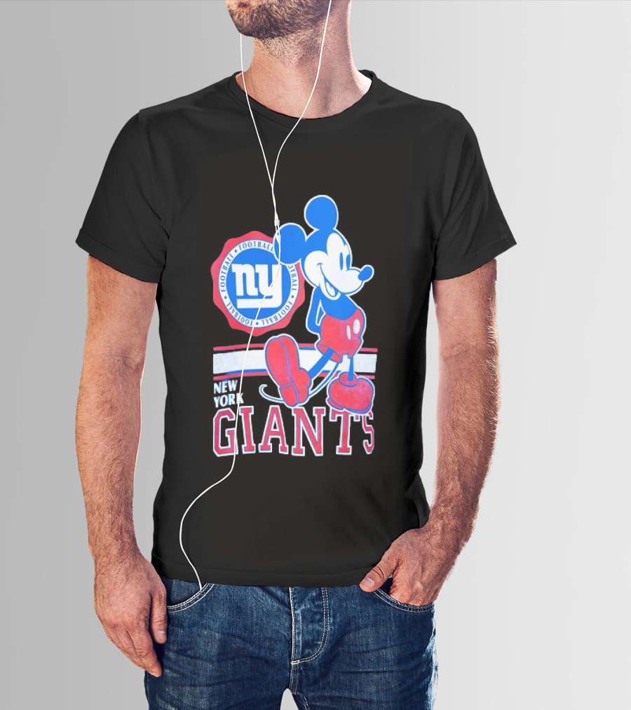 Mickey Mouse New York Giants Football NY Sports Fan T-Shirt