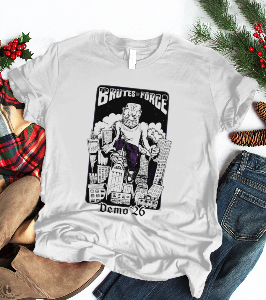 Brutes Of Force Demo '26 Hardcore Punk Band Monster Destroying City T-Shirt
