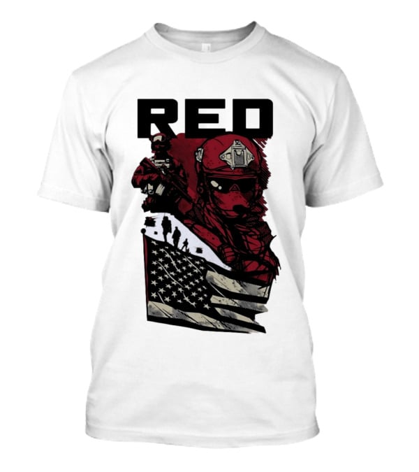Red Military Special Forces Soldier American Flag T-Shirt
