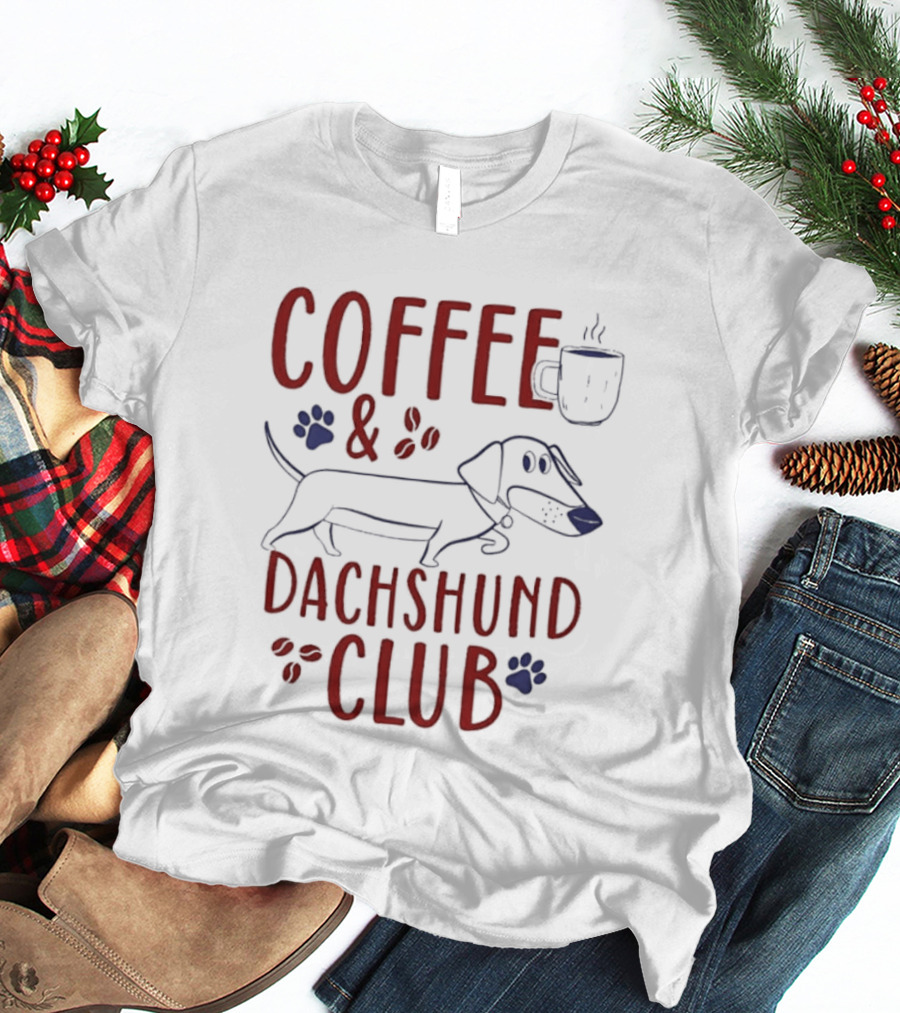 Coffee And Dachshund Club Paw Print Caffeine Espresso T-Shirt