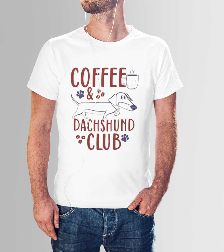 Coffee And Dachshund Club Paw Print Caffeine Espresso T-Shirt