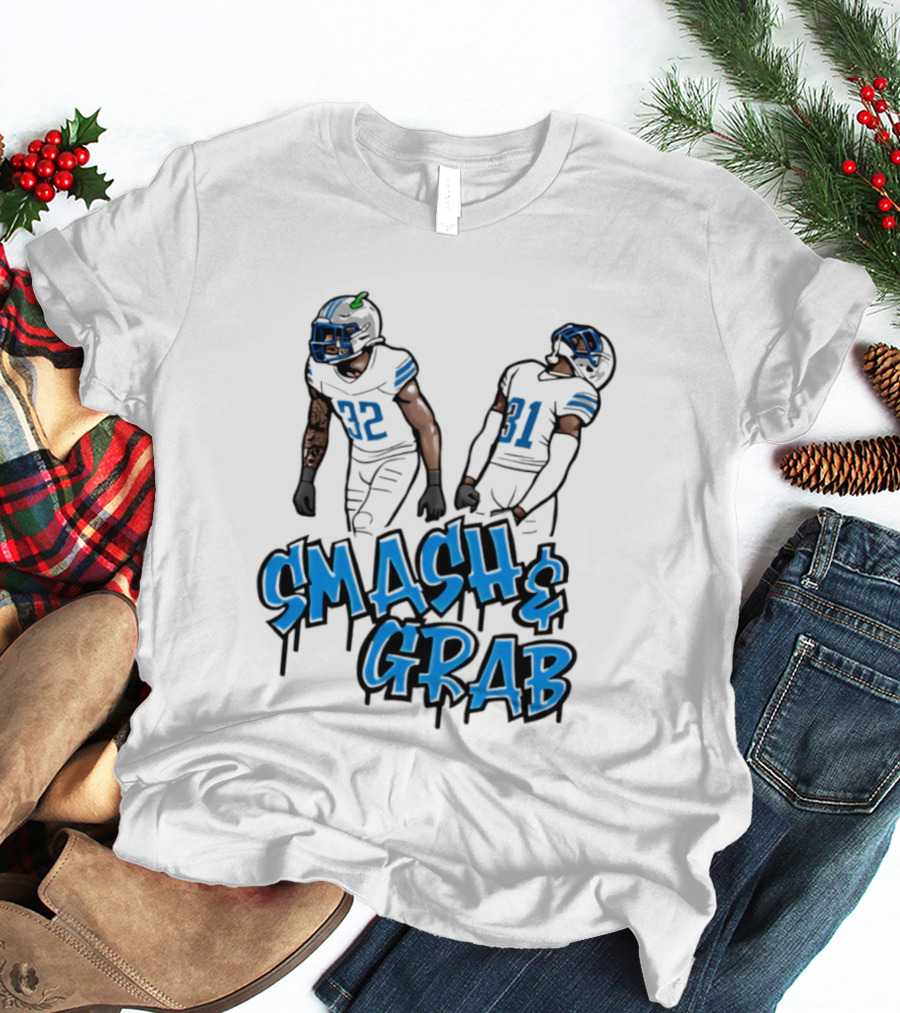 Detroit Lions Smash And Grab Football Players 32 And 31 Sports Fan Gear T-Shirt