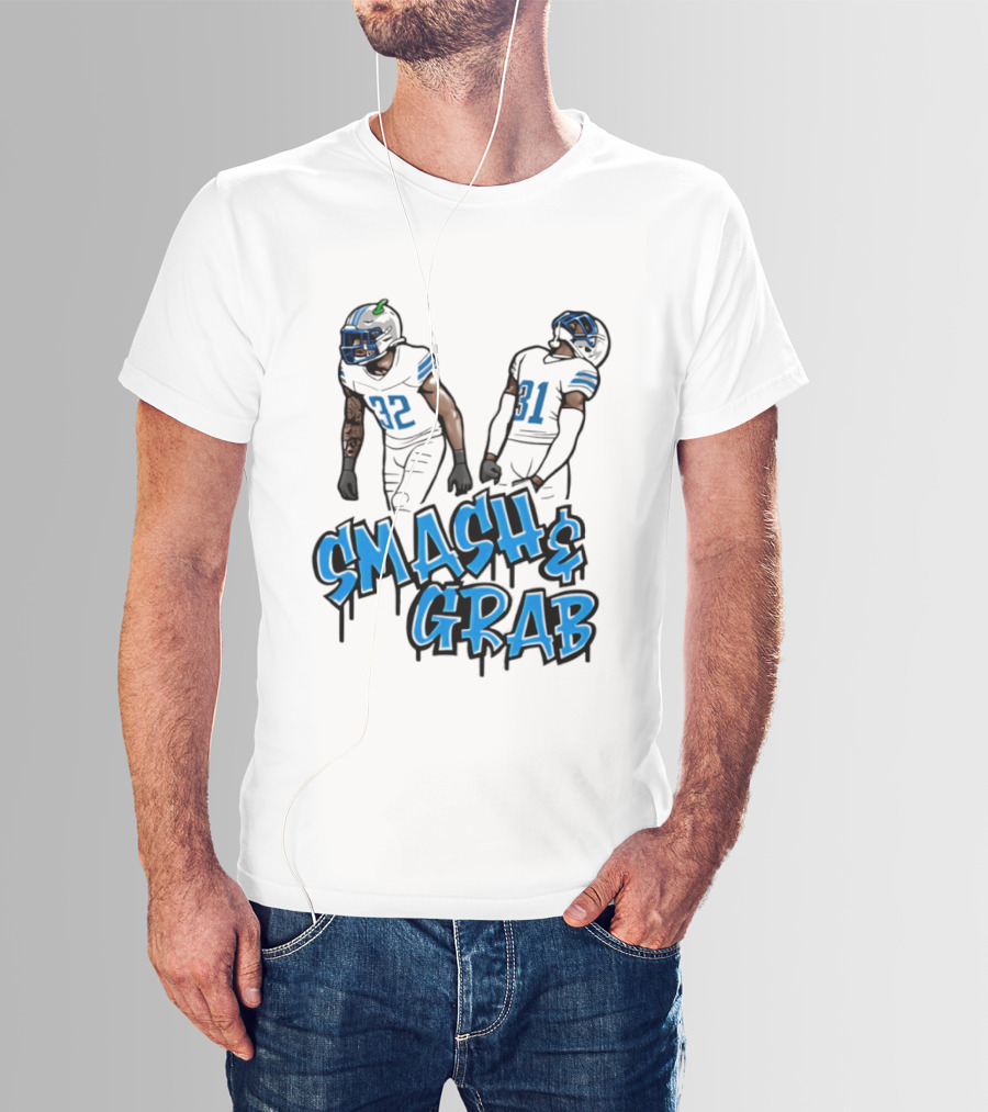 Detroit Lions Smash And Grab Football Players 32 And 31 Sports Fan Gear T-Shirt