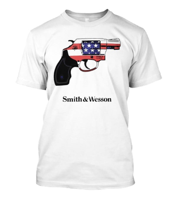 Smith And Wesson American Flag Revolver Firearm T-Shirt