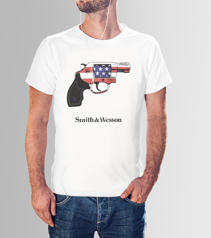Smith And Wesson American Flag Revolver Firearm T-Shirt