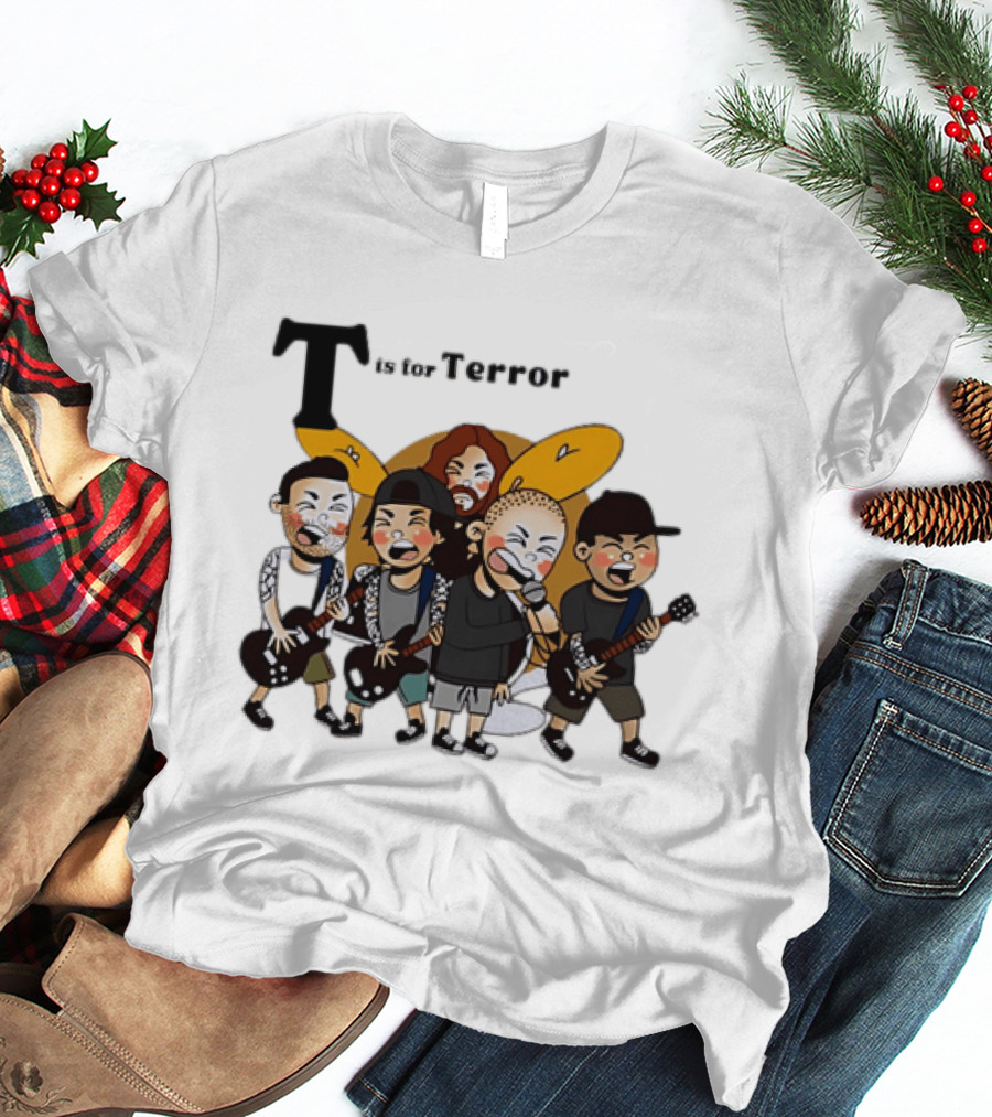 T Is For Terror Cartoon Punk Rock Band Music T-Shirt