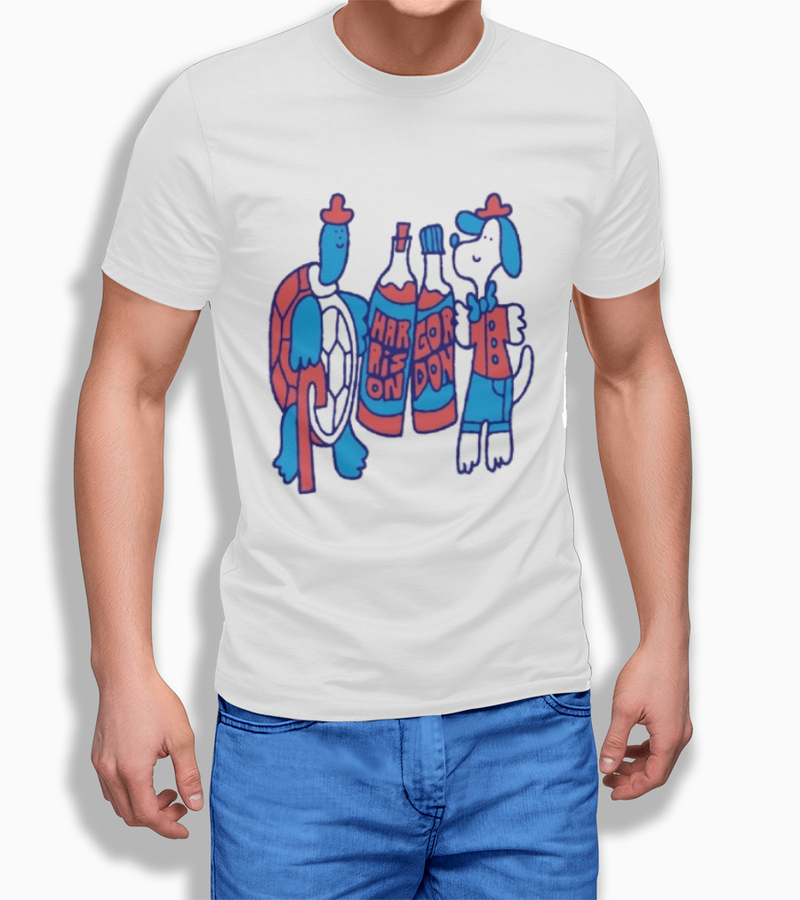 Harrison Gordon Honey TV Turtle Dog Duo With Bottles T-Shirt