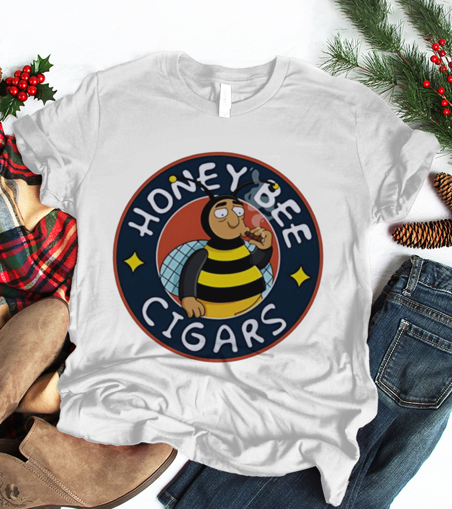 Honey Bee Cigars Smoking Cartoon Bee T-Shirt