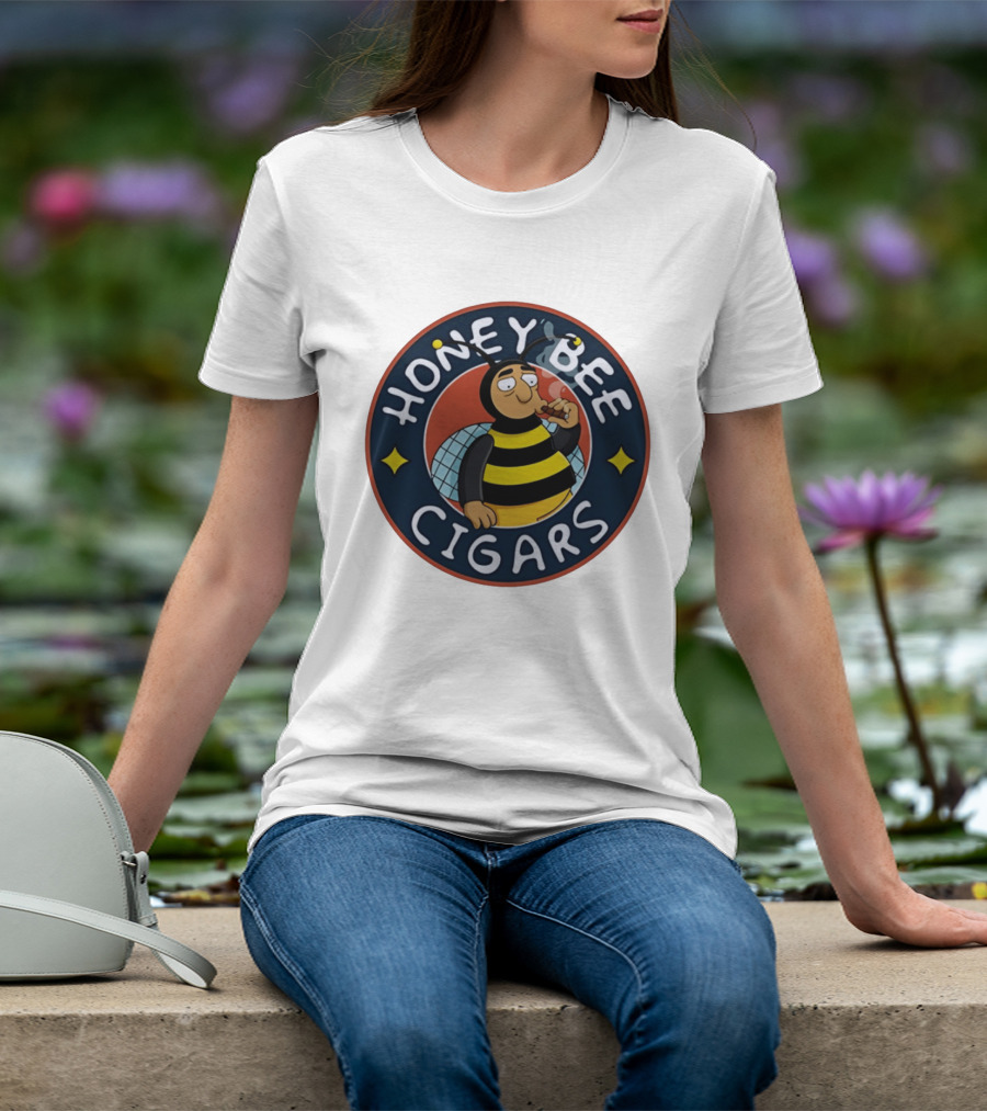 Honey Bee Cigars Smoking Cartoon Bee T-Shirt