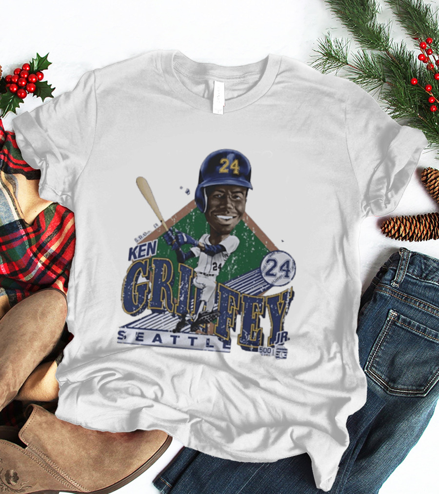 Ken Griffey Jr 24 Seattle Mariners 500 HR Club Distressed T-Shirt