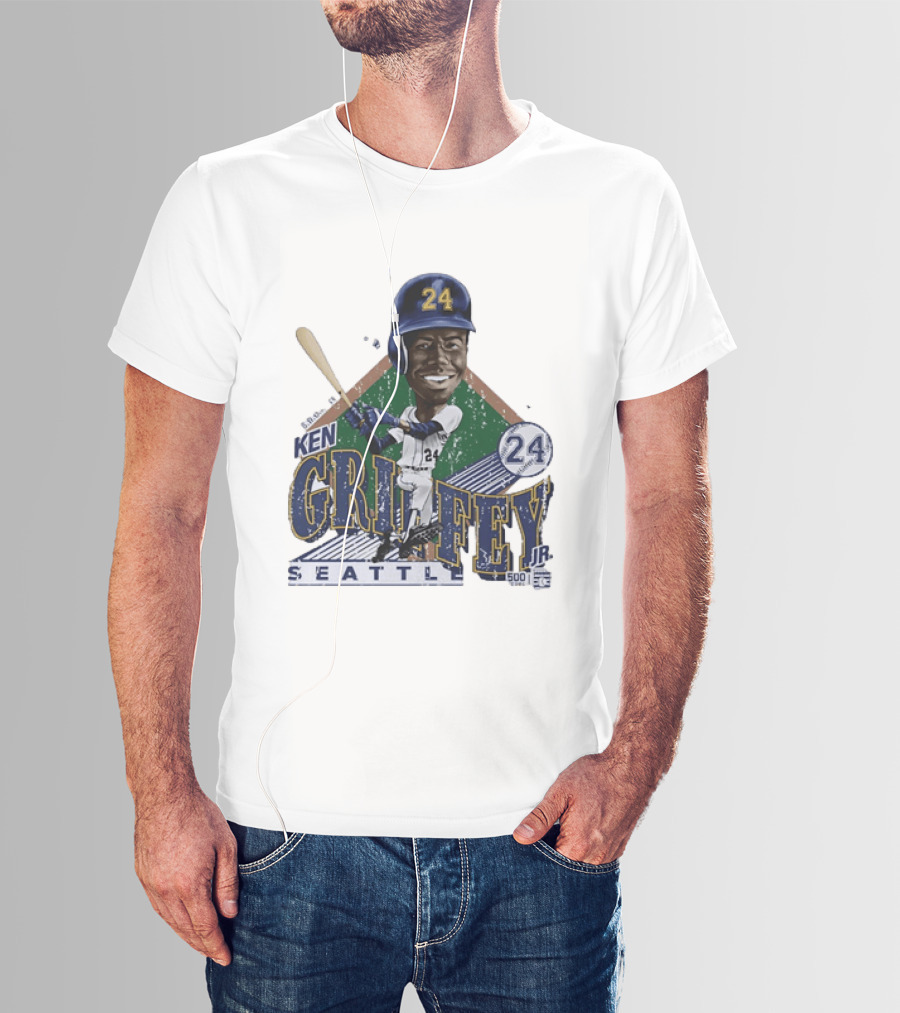 Ken Griffey Jr 24 Seattle Mariners 500 HR Club Distressed T-Shirt