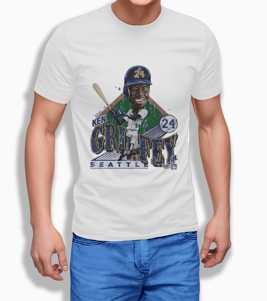 Ken Griffey Jr 24 Seattle Mariners 500 HR Club Distressed T-Shirt