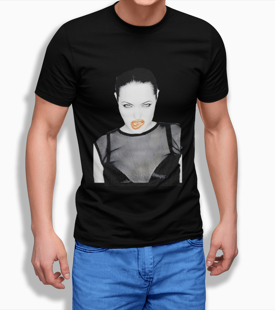 Angelina Jolie Black And White Pop Culture Fashion T-Shirt