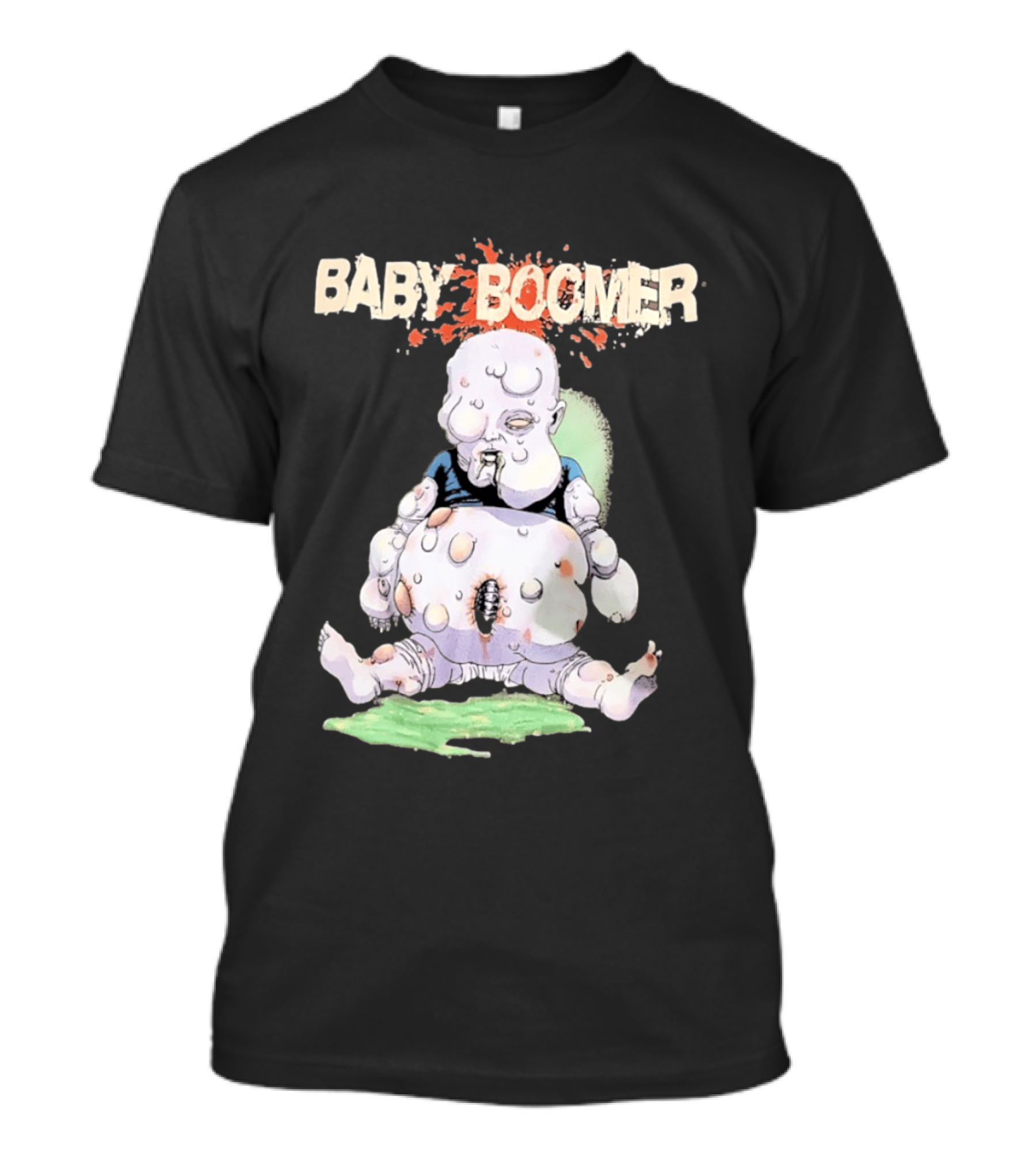 Baby Boomer Zombie Mutant Infant Horror Creepy Cartoon Character Rugged T-Shirt