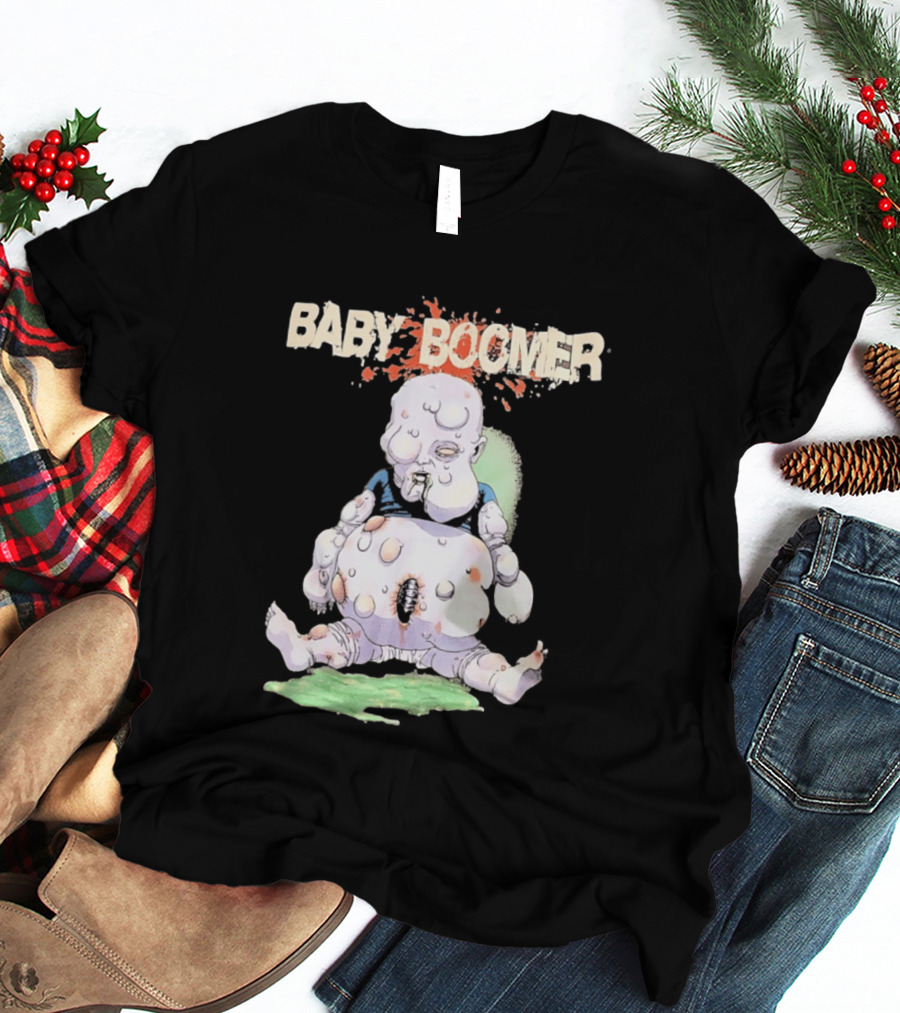 Baby Boomer Zombie Mutant Infant Horror Creepy Cartoon Character Rugged T-Shirt