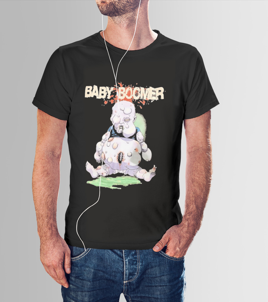 Baby Boomer Zombie Mutant Infant Horror Creepy Cartoon Character Rugged T-Shirt