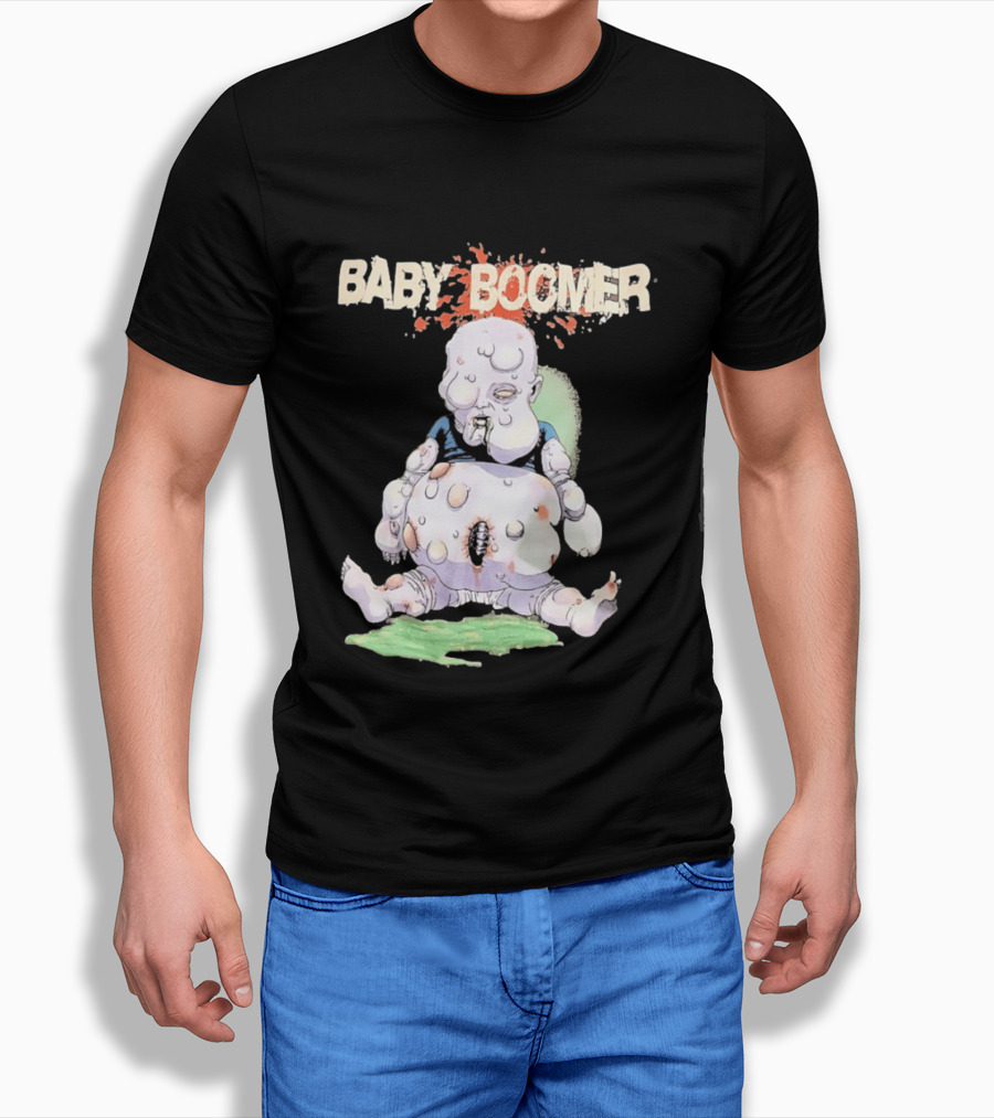 Baby Boomer Zombie Mutant Infant Horror Creepy Cartoon Character Rugged T-Shirt