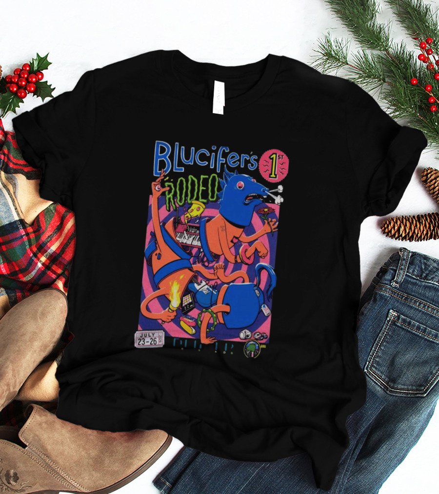 Blucifer's First Rodeo Denver CO July 23 26 2026 Colorful Cartoon T-Shirt