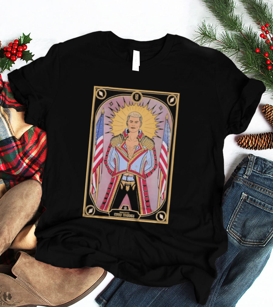 Cody Rhodes WWE Tarot Card With American Flags And Sunburst T-Shirt